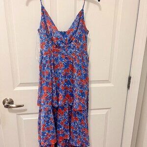 Blue floral Lulus wedding guest dress